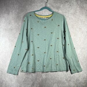 IB Diffusion Shirt Womens Large Green Bees Print Long Sleeve Pullover Casual NEW